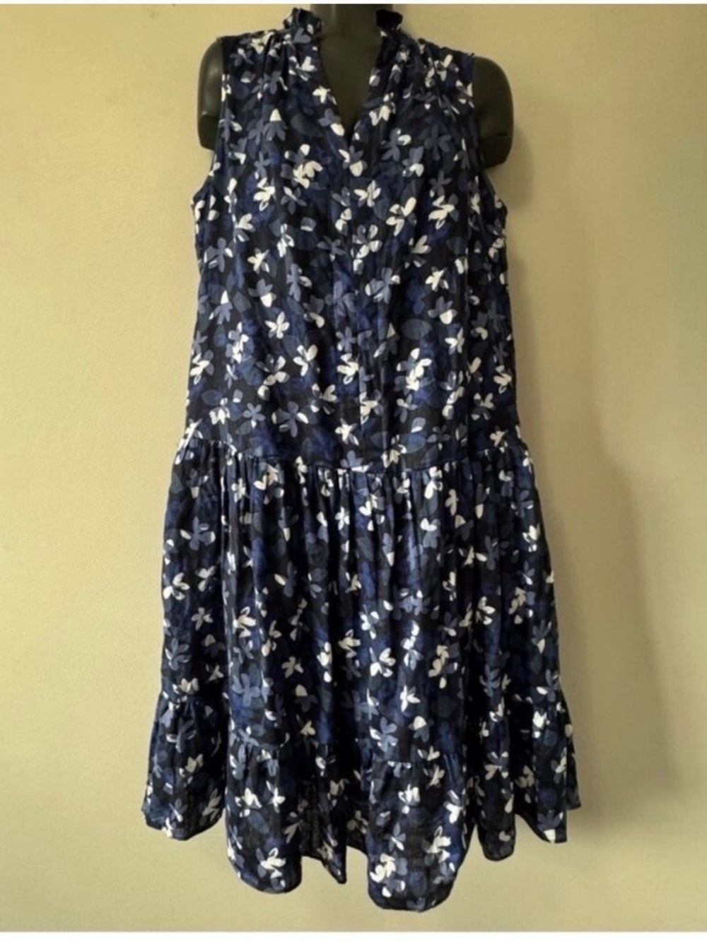Hudson North linen summer dress Navy Floral Midi Dress medium
